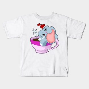 Elephant with Coffee Cup Kids T-Shirt